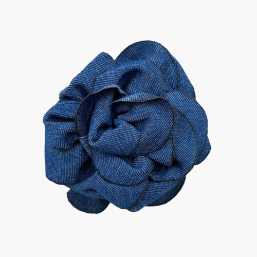 broche flor azul tejana